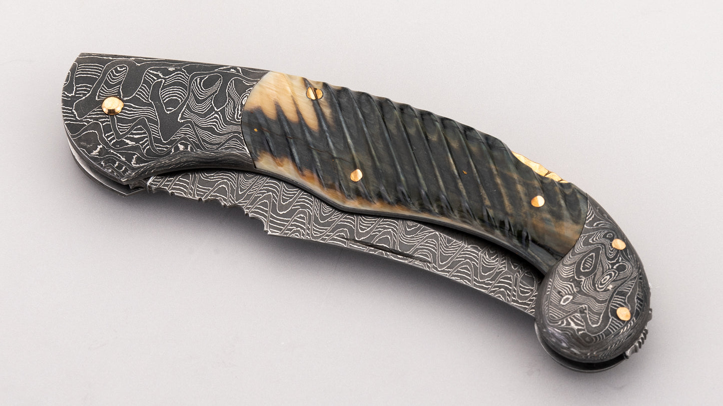 Damascus Lock Back Folding Knife - Joe Kious