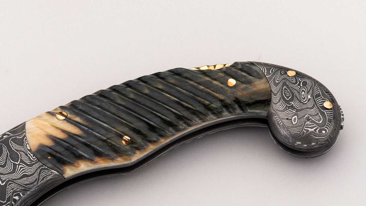 Damascus Lock Back Folding Knife - Joe Kious