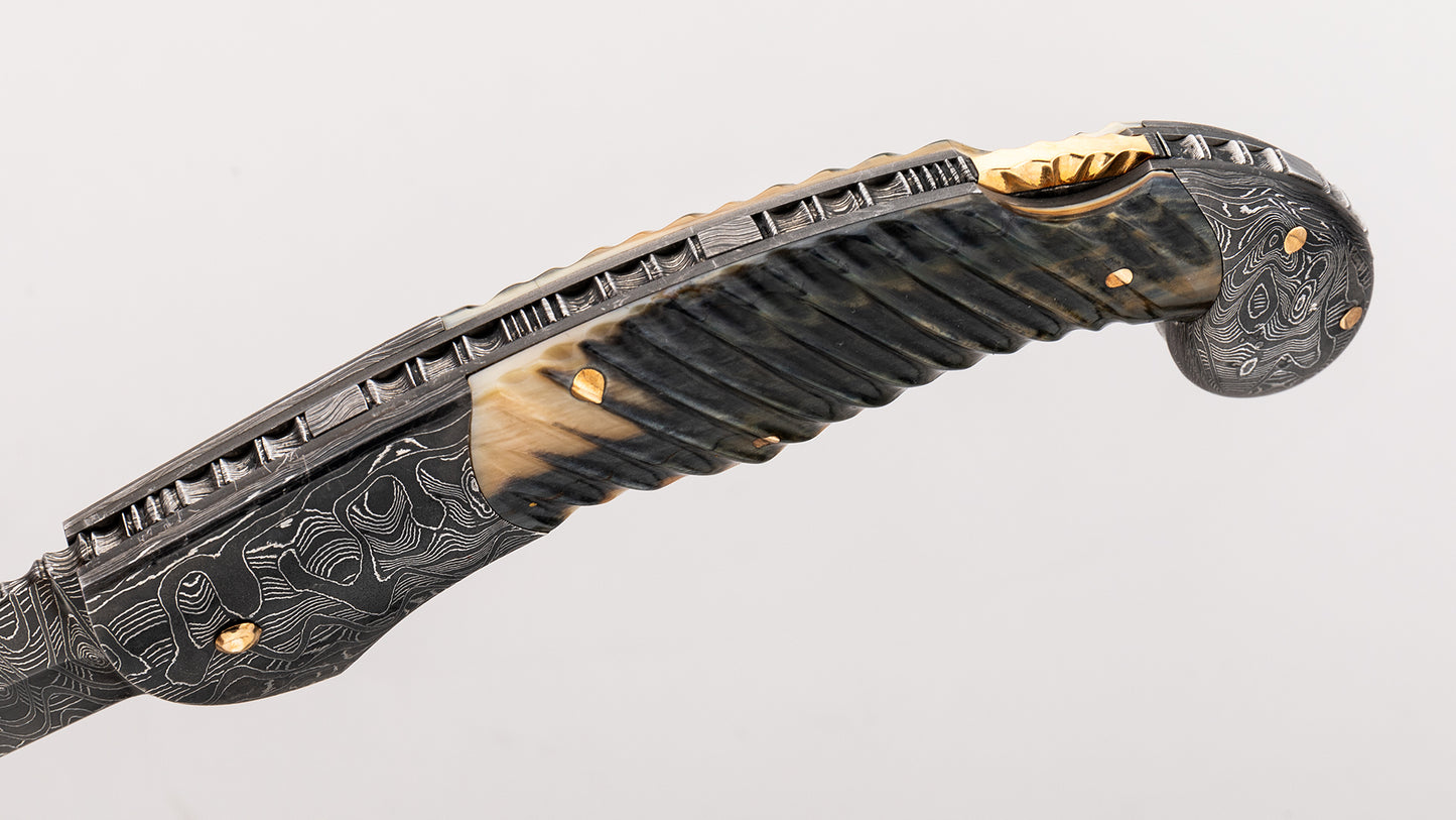 Damascus Lock Back Folding Knife - Joe Kious