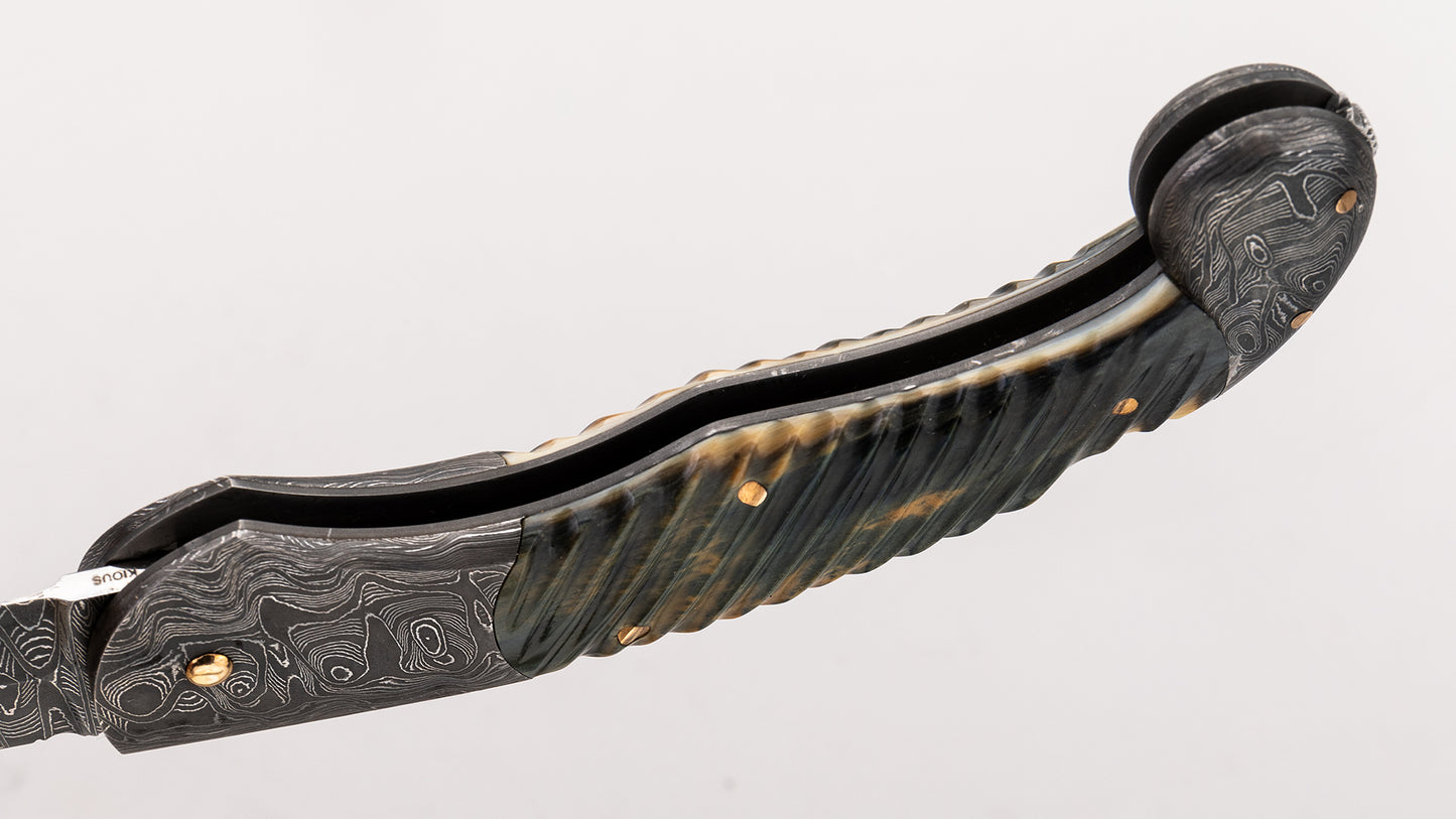 Damascus Lock Back Folding Knife - Joe Kious